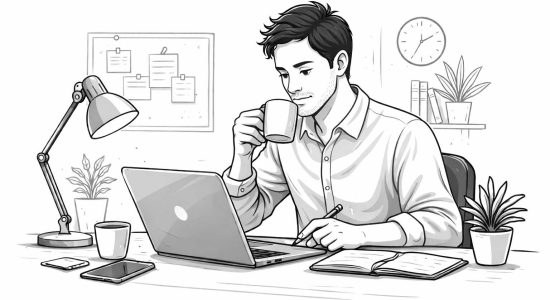 Freelancer working on a laptop